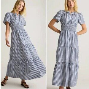 Quince 100% Organic Cotton Poplin Tiered Maxi Dress S